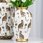 Ваза белая овальная с рисунком леопардов и золотыми акцентами LEOPARD Collection варинант исполнения - 4 | Loft Concept в Волгограде