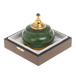 Икорница с крышкой с гравировкой из натурального камня Нефрит Decorative Cavair Dishes варинант исполнения - 3 | Loft Concept в Волгограде