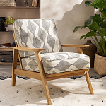 Кресло с каркасом из массива дуба Deniaud Oak Rhombus Beige Armchair варинант исполнения - 6 | Loft Concept в Волгограде