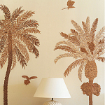 Обои с вышивкой ручной работы Deco Palms Raffia on linen варинант исполнения - 1 | Loft Concept в Волгограде