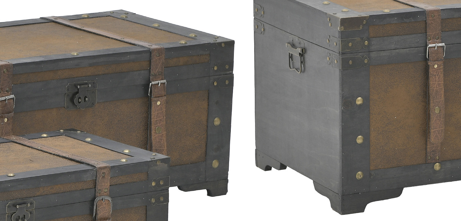 Деревянные сундуки набор из 3-х штук Dark Wood Chest Деревянные сундуки набор из 3-х штук Dark Wood Chest - Loft-Concept в Волгограде