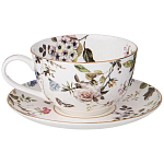 Чайный сервиз из фарфора белый с рисунком цветов на 6 персон 14 предметов Garden Whisper Porcelain Set  варинант исполнения - 1 | Loft Concept в Волгограде