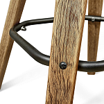 Барный стул со спинкой и мягкой обивкой с ромбами на 4-х деревянных ножках Бежевый Велюр Ava Charm варинант исполнения - 7 | Loft Concept в Волгограде