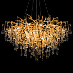 Люстра подвесная с прозрачными стеклянными подвесками в форме капель Диаметр 100 см Droplet Chandelier варинант исполнения - 8 | Loft Concept в Волгограде