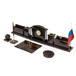 Настольный письменный набор с часами из природного камня обсидиана  Gift for Manager варинант исполнения - 2 | Loft Concept в Волгограде