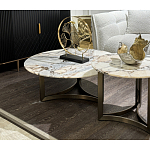 Столик журнальный с круглой мраморной столешницей Unique Stone Design варинант исполнения - 8 | Loft Concept в Волгограде