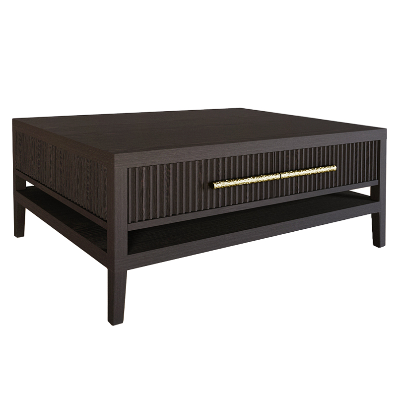 Кофейный стол Primo с двумя ящиками Темный орех Орех Золотой в Волгограде | Loft Concept 