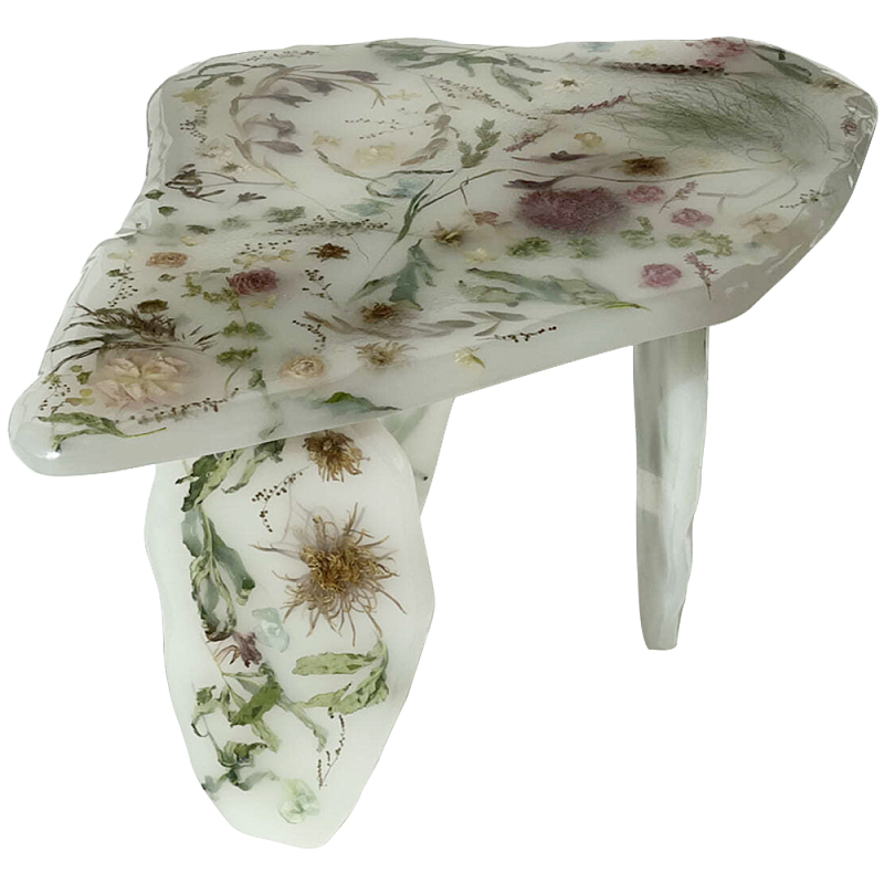 Журнальный стол из эпоксидной смолы с цветами White Flowers Epoxy Resin Coffee Table Белый матовый Мульти Журнальный стол из эпоксидной смолы с цветами White Flowers Epoxy Resin Coffee Table Белый матовый Мульти в Волгограде | Loft Concept