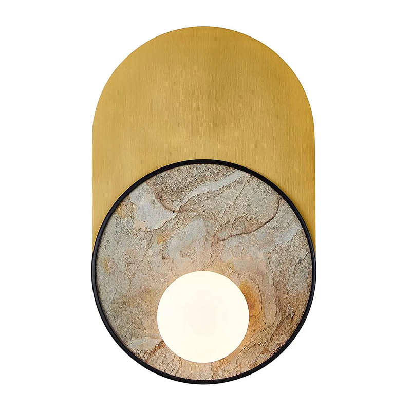 Бра с каменным диском в металлической раме Sandstone Painting Белый Латунь в Волгограде | Loft Concept 