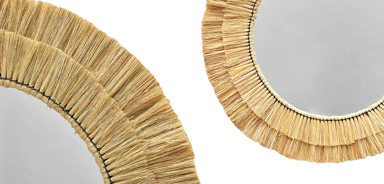 Круглое зеркало с плетеной рамой Jyoti Wicker Mirror Круглое зеркало с плетеной рамой Jyoti Wicker Mirror - Loft-Concept в Волгограде