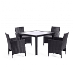 Обеденный комплект из искуственного ротанга Vintara черный варинант исполнения - 1 | Loft Concept в Волгограде