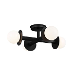 Потолочный светильник с тремя белыми матовыми стеклянными плафонами в форме шаров на черном основании Generation Lighting варинант исполнения - 2 | Loft Concept в Волгограде