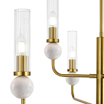 Люстра с 6-ю плафонами в форме стеклянных трубок и мраморных декоративных элементов Montreal варинант исполнения - 5 | Loft Concept в Волгограде