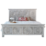 Двуспальная кровать из массива манго с резьбой Olan Grey Mango Bed варинант исполнения - 1 | Loft Concept в Волгограде