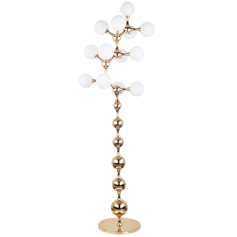 Торшер с плафонами из стеклянных шаров Pearls Suspension Gold Floor Lamp Белое матовое стекло Глянцевое золото Торшер с плафонами из стеклянных шаров Pearls Suspension Gold Floor Lamp Белое матовое стекло Глянцевое золото в Волгограде | Loft Concept