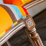 Стул бежевый в разноцветную полоску из натурального бука с изображением птиц и цветов Blooming Birds Colorful Stripes Chair варинант исполнения - 8 | Loft Concept в Волгограде