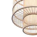 Подвесной светильник из деревянных прутьев с плафоном из натуральной ткани Light Inside the Cell варинант исполнения - 6 | Loft Concept в Волгограде