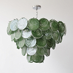 Люстра из зеленых стеклянных дисков с перламутровым эффектом Green Glowing Glaze варинант исполнения - 5 | Loft Concept в Волгограде