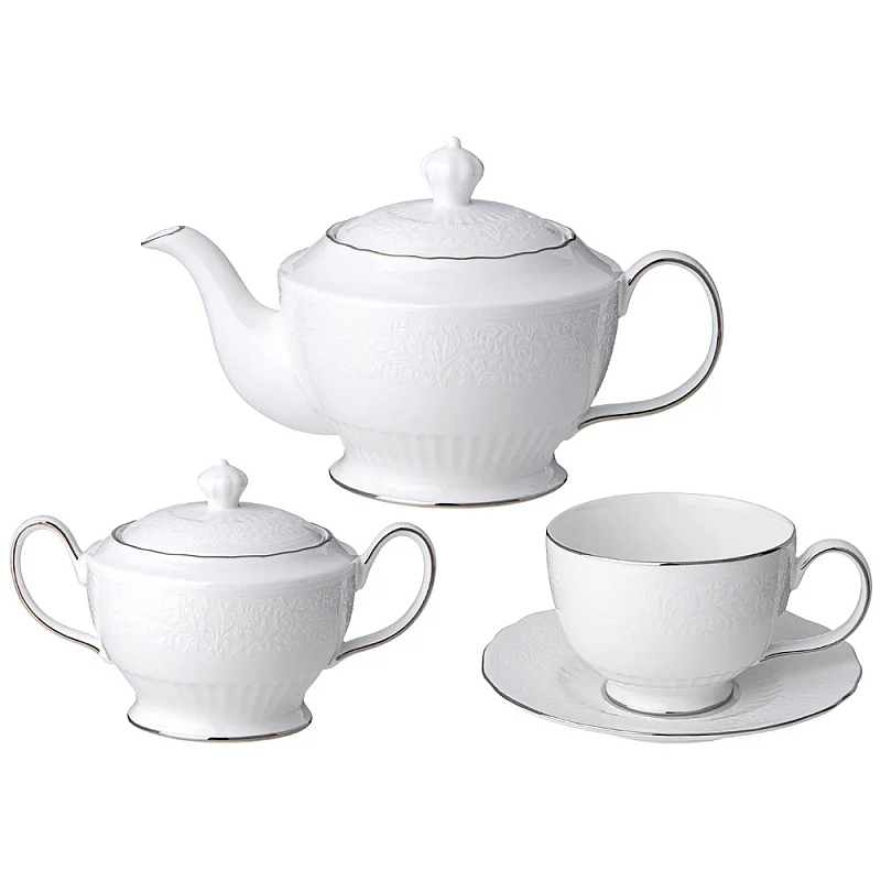 Чайный сервиз белый из фарфора на 6 персон 14 предметов Garden Whisper Porcelain Set Белый Чайный сервиз белый из фарфора на 6 персон 14 предметов Garden Whisper Porcelain Set Белый в Волгограде | Loft Concept