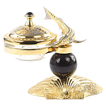 Икорница с декором "Стерлядка на ракушке" с гравировкой на подставке из натурального камня Обсидиан Decorative Cavair Dishes варинант исполнения - 1 | Loft Concept в Волгограде