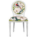 Стул светло-серый из натурального бука с изображением птиц и цветов Blooming Red Birds варинант исполнения - 1 | Loft Concept в Волгограде