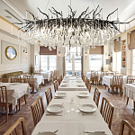 Люстра черная овальная с прозрачными стеклянными подвесками в форме капель FAIRYTREE Light варинант исполнения - 1 | Loft Concept в Волгограде