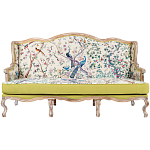 Диван из натурального бука бежевый с изображением птиц и цветов Beige Green Chinoiserie Garden Sofa варинант исполнения - 1 | Loft Concept в Волгограде