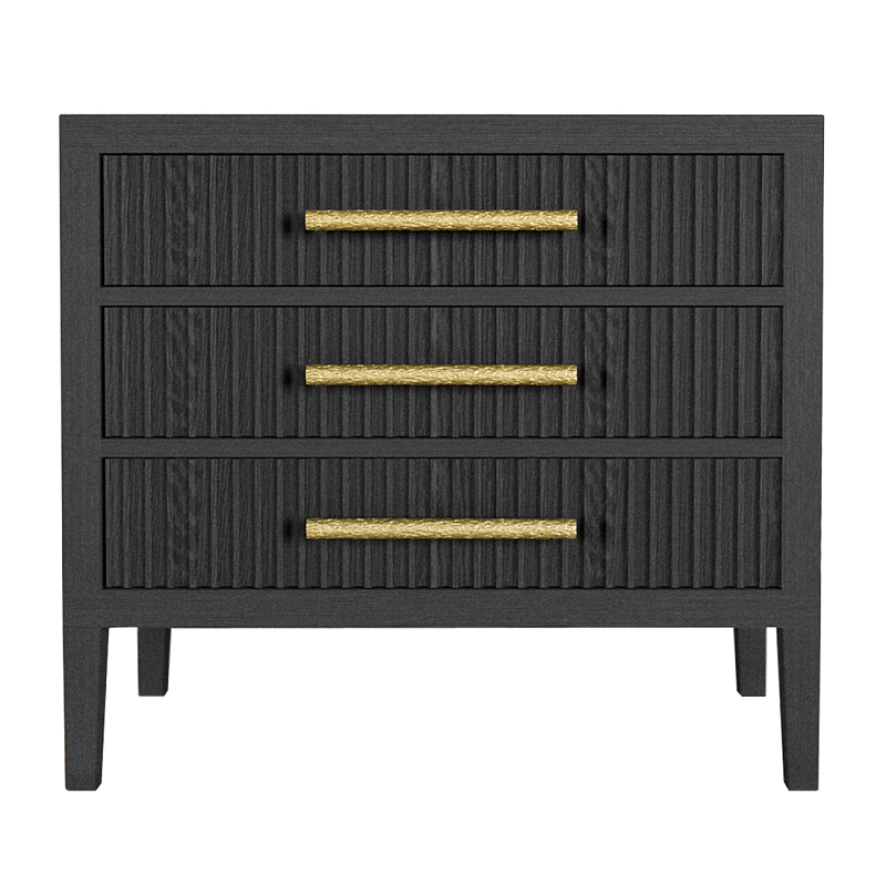 Тумба Primo  с тремя ящиками шпон Черный дуб Черный Золотой в Волгограде | Loft Concept 