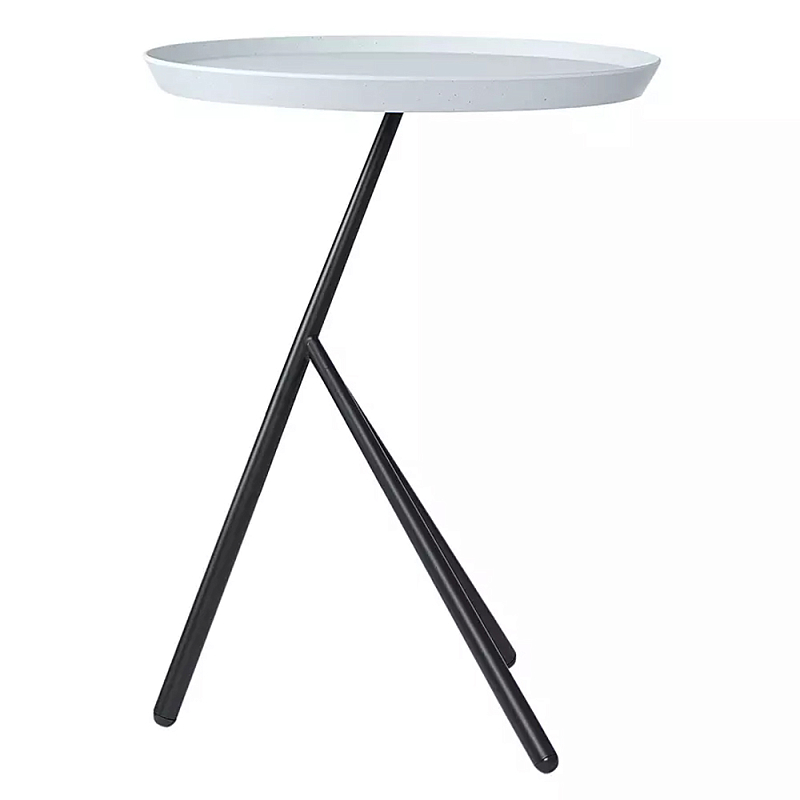 Столик приставной с круглой серой столешницей и черным основанием Round Stable Table Серый Черный Столик приставной с круглой серой столешницей и черным основанием Round Stable Table Серый Черный в Волгограде | Loft Concept