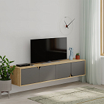 ТВ-тумба подвесная цвета древесины с 4-мя темно-серыми дверцами SPARK TV STAND OAK ANTHRACITE варинант исполнения - 3 | Loft Concept в Волгограде