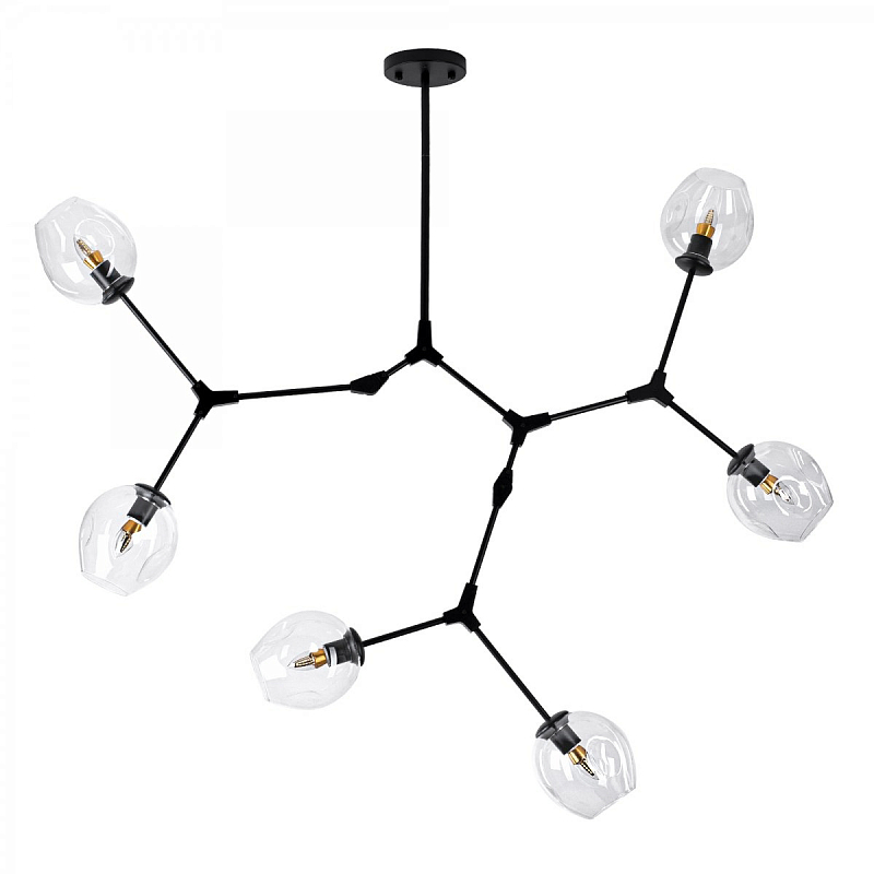 Люстра Сrumpled Glass Bubble Chandelier Black 6 плафонов Черный Прозрачное Стекло Люстра Сrumpled Glass Bubble Chandelier Black 6 плафонов Черный Прозрачное Стекло в Волгограде | Loft Concept