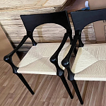 Стул дизайнерский с плетеным сидением Kronos Dining Chair Black варинант исполнения - 2 | Loft Concept в Волгограде