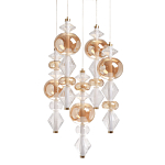 Люстра с плафонами из прозрачного и янтарного стекла в виде шаров и ромбов Gabriel Scott Luna варинант исполнения - 1 | Loft Concept в Волгограде