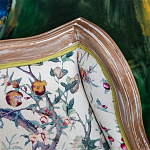 Кресло из натурального бука бежевое с изображением птиц и цветов Beige Green Chinoiserie Garden Armchair варинант исполнения - 3 | Loft Concept в Волгограде