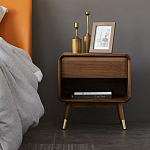 Прикроватная деревянная тумба с ящиком и нишей для хранения Moon Walnut Furniture варинант исполнения - 1 | Loft Concept в Волгограде