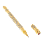 Ручка шариковая металлическая с гравировкой и красным фианитом в деревянной коробке Metal Pens варинант исполнения - 2 | Loft Concept в Волгограде