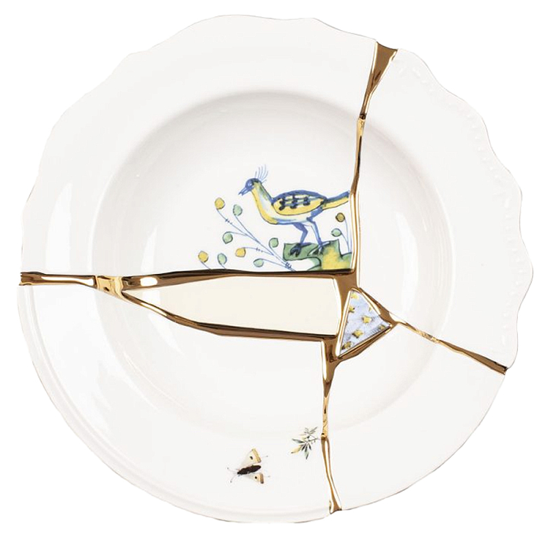 Тарелка глубокая Seletti Kintsugi Белый Золотой Мульти Тарелка глубокая Seletti Kintsugi Белый Золотой Мульти в Волгограде | Loft Concept