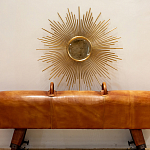 Зеркало-солнце круглое в раме из металла с золотыми с лучами Rays of Peace варинант исполнения - 2 | Loft Concept в Волгограде