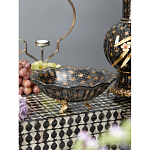 Блюдо черного цвета из фрафора на бронзовых ножках Eden Garden porcelain and bronze варинант исполнения - 3 | Loft Concept в Волгограде