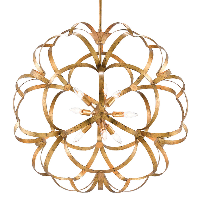 Люстра круглая в виде объёмного цветка Golden Flower Sphere Золотой Люстра круглая в виде объёмного цветка Golden Flower Sphere Золотой в Волгограде | Loft Concept