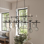 Люстра подвесная с 8-ю лампами и стеклянными круглыми подвесками Currey & Company варинант исполнения - 3 | Loft Concept в Волгограде