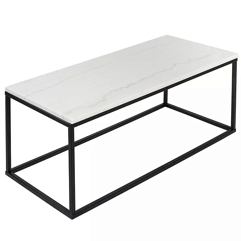 Журнальный столик прямоугольный White Marble Surface Белый Черный Журнальный столик прямоугольный White Marble Surface Белый Черный в Волгограде | Loft Concept