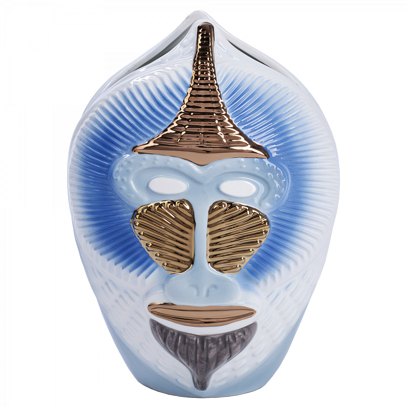 Ваза Primates Mandrillus blue Светло-синий Золотой Ваза Primates Mandrillus blue Светло-синий Золотой в Волгограде | Loft Concept