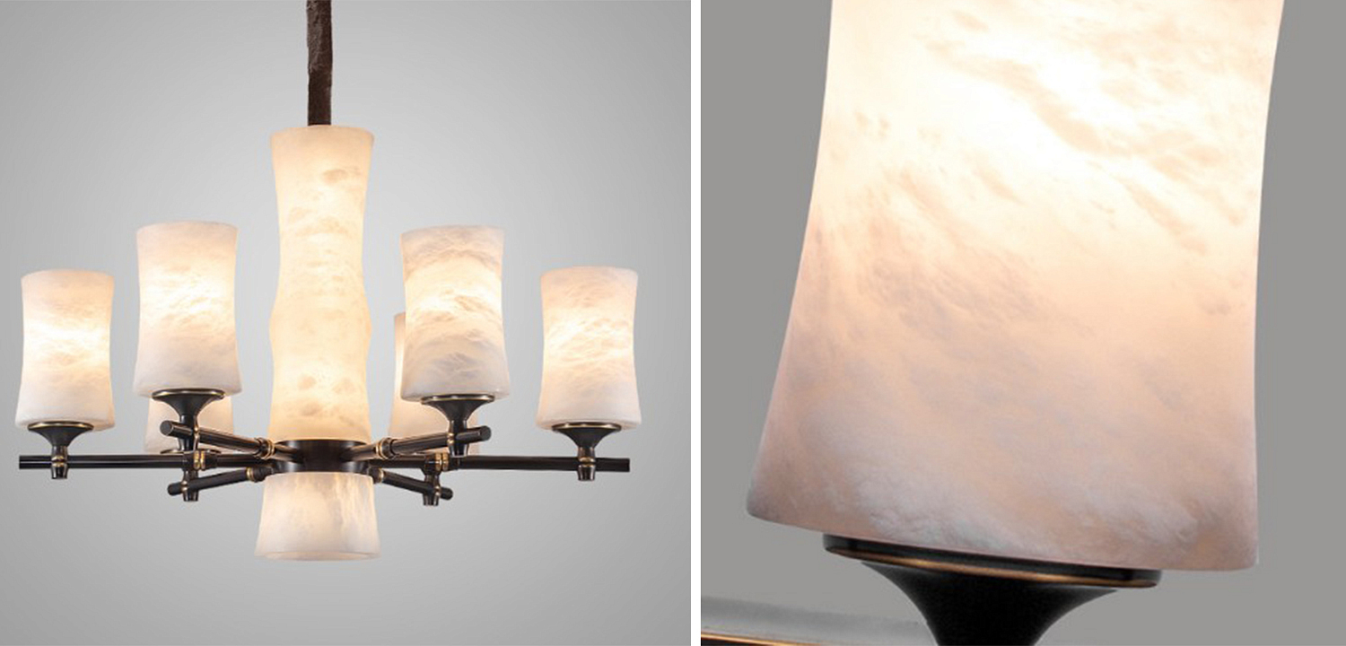 Дизайнерская люстра 6 плафонов из натурального мрамора Marble Shades Chandelier Дизайнерская люстра 6 плафонов из натурального мрамора Marble Shades Chandelier - Loft-Concept в Волгограде