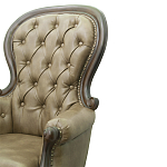 Кресло кожаное с мягкими подлокотниками на 4-х деревянных ножках Evelyn Classical Armchair варинант исполнения - 5 | Loft Concept в Волгограде