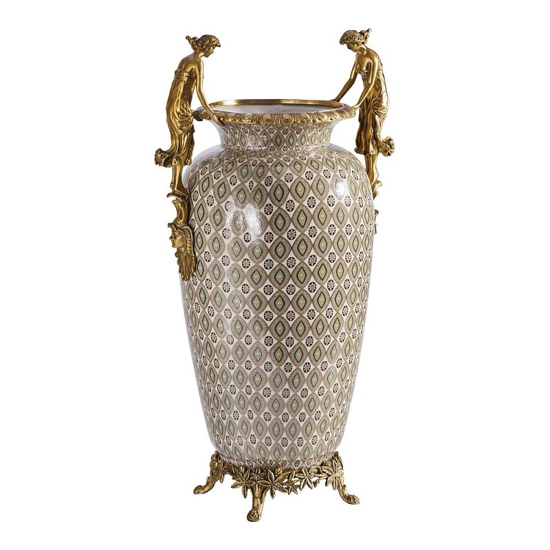 Ваза из фарфора декорированная ручками в виде девушек Paradise Maiden Бронза Мульти в Волгограде | Loft Concept 