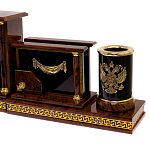 Настольный письменный набор с часами из природного камня обсидиана Royal Set варинант исполнения - 3 | Loft Concept в Волгограде