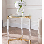 Золотой приставной столик с круглой стеклянной столешницей Weightless Table варинант исполнения - 8 | Loft Concept в Волгограде