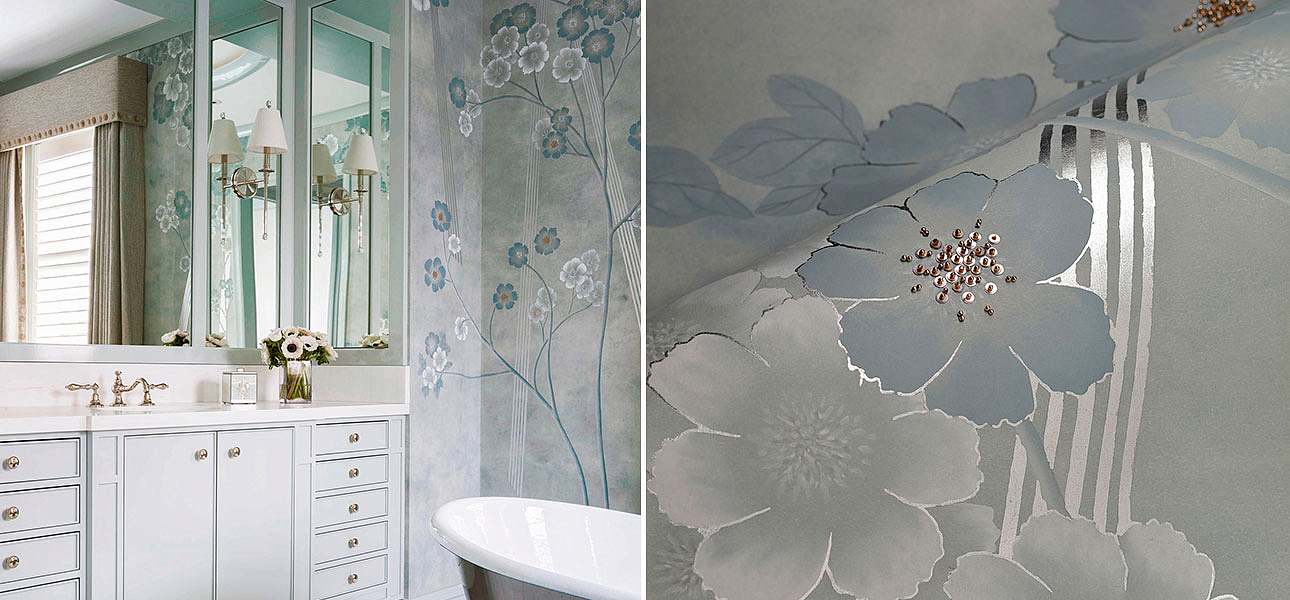 Обои ручная роспись Anemones in Light Special Colourway SC-235 on grey edo painted silk Обои ручная роспись Anemones in Light Special Colourway SC-235 on grey edo painted silk - Loft-Concept в Волгограде