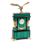 Часы настольные из натурального камня Малахит с декором в виде орла Eagle Stone Clock варинант исполнения - 2 | Loft Concept в Волгограде